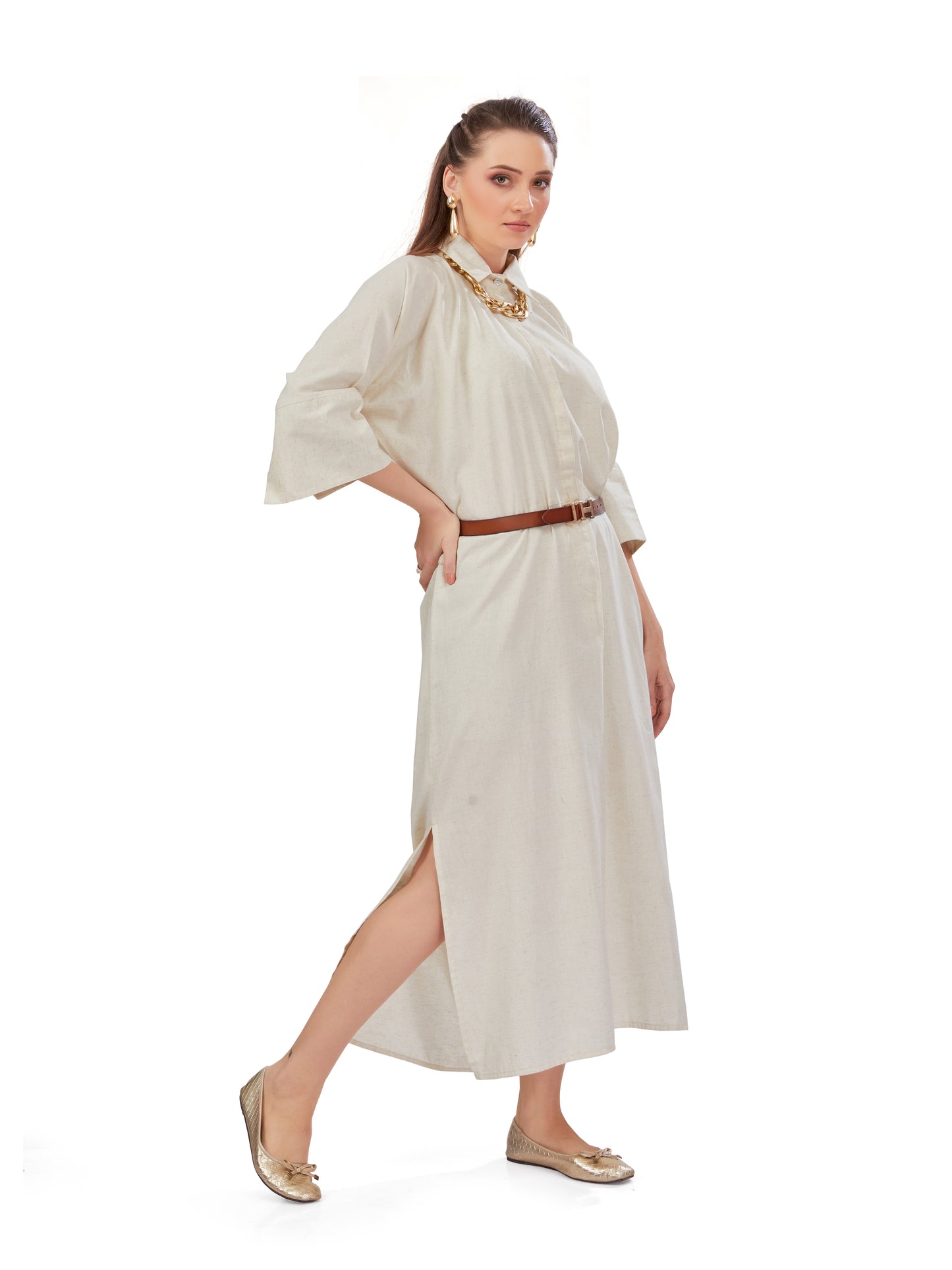 Oversized Off-white Linen Dress