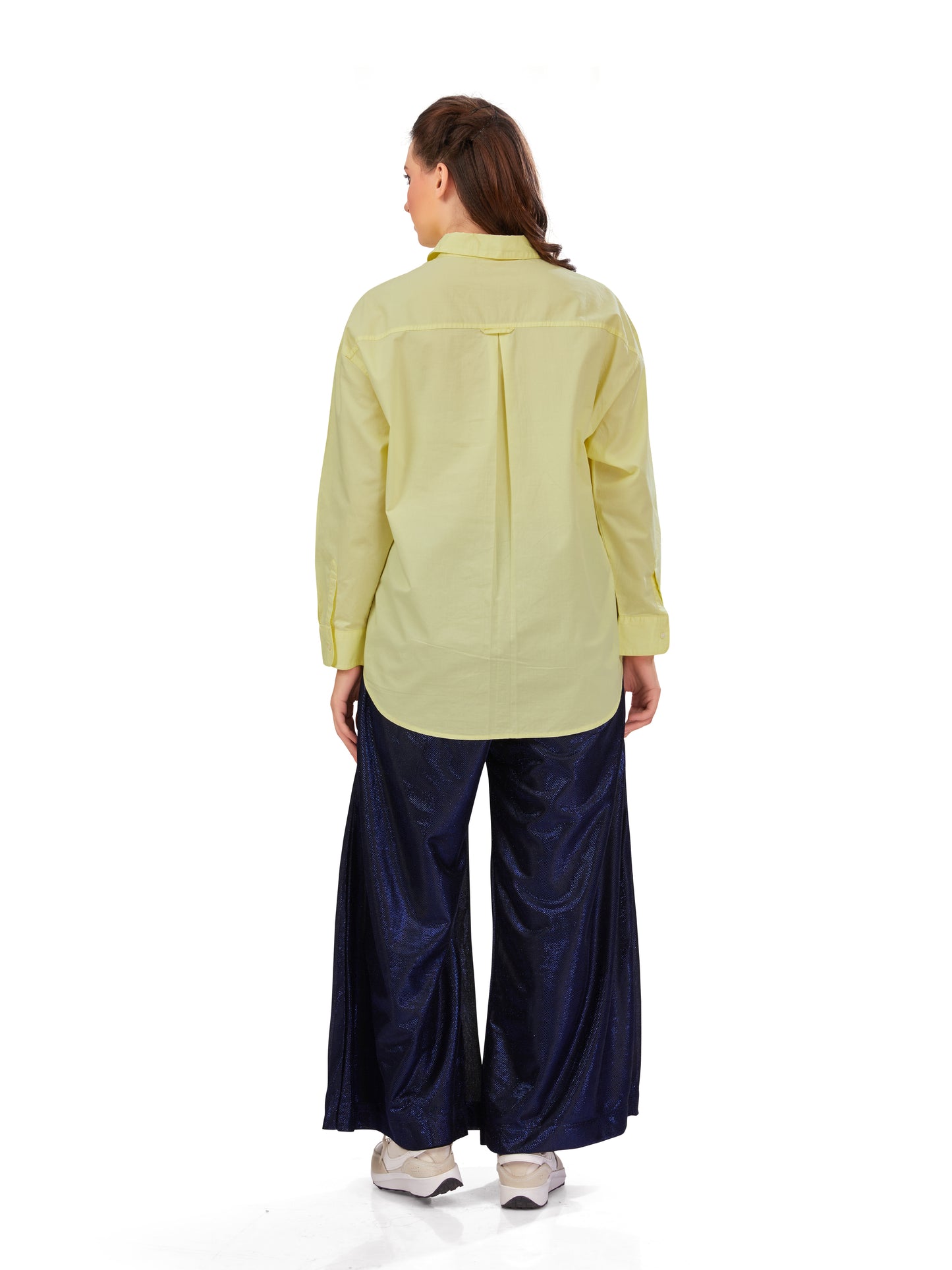 Oversized Light Yellow Poplin Shirt with super cool prints
