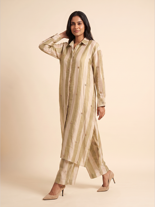 Champagne Gold Handwork Crepe Kurta Set