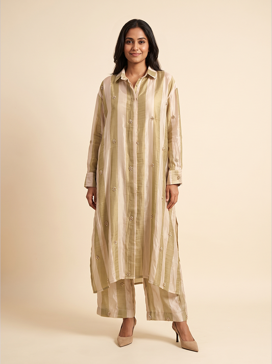 Champagne Gold Handwork Crepe Kurta Set