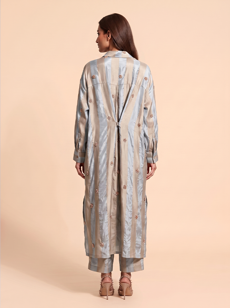 Powder Blue Crepe Kurta Set