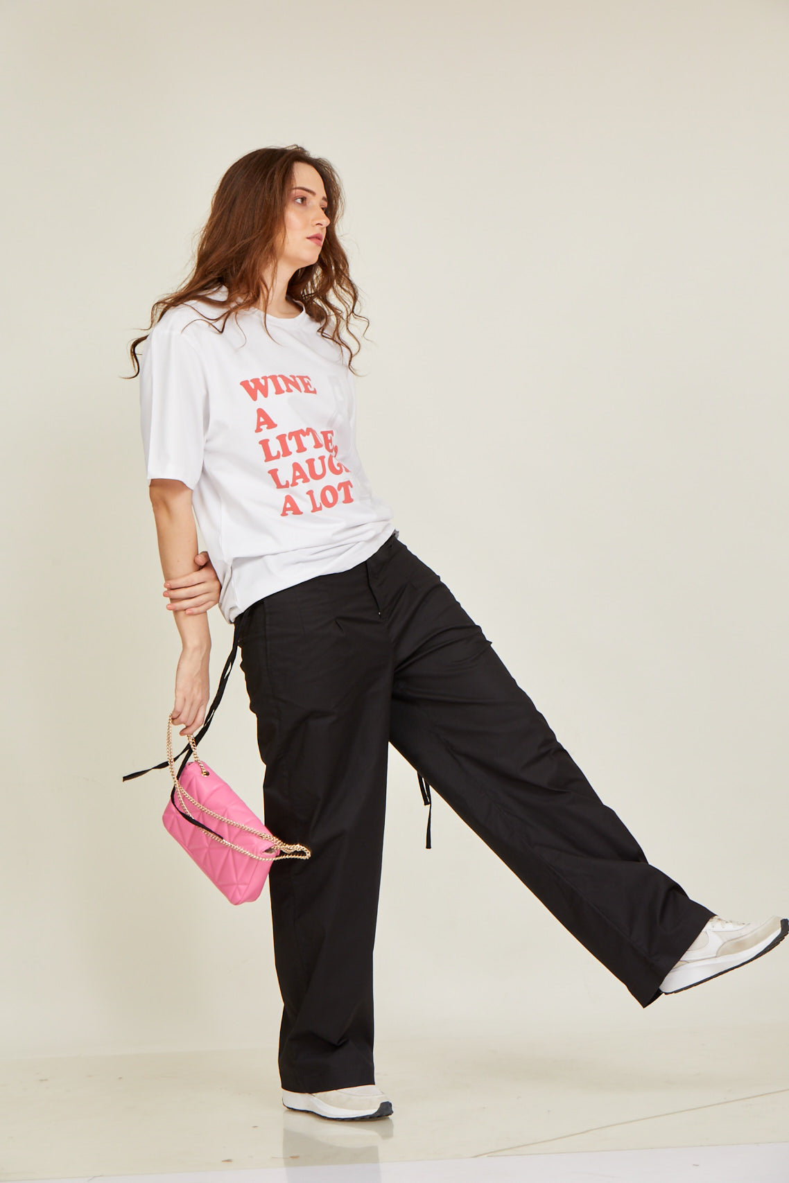 Wine A Little Laugh A Lot Oversized Cotton T-Shirt