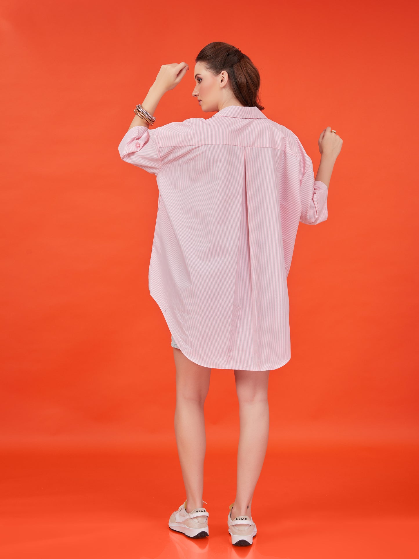 Pink Striped Cotton Shirt – Korean Oversized Fit