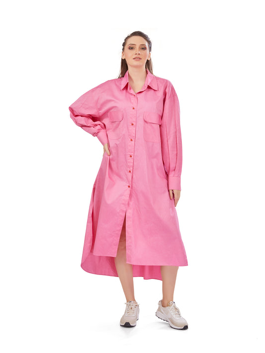 Oversized Rose Pink Cargo Dress