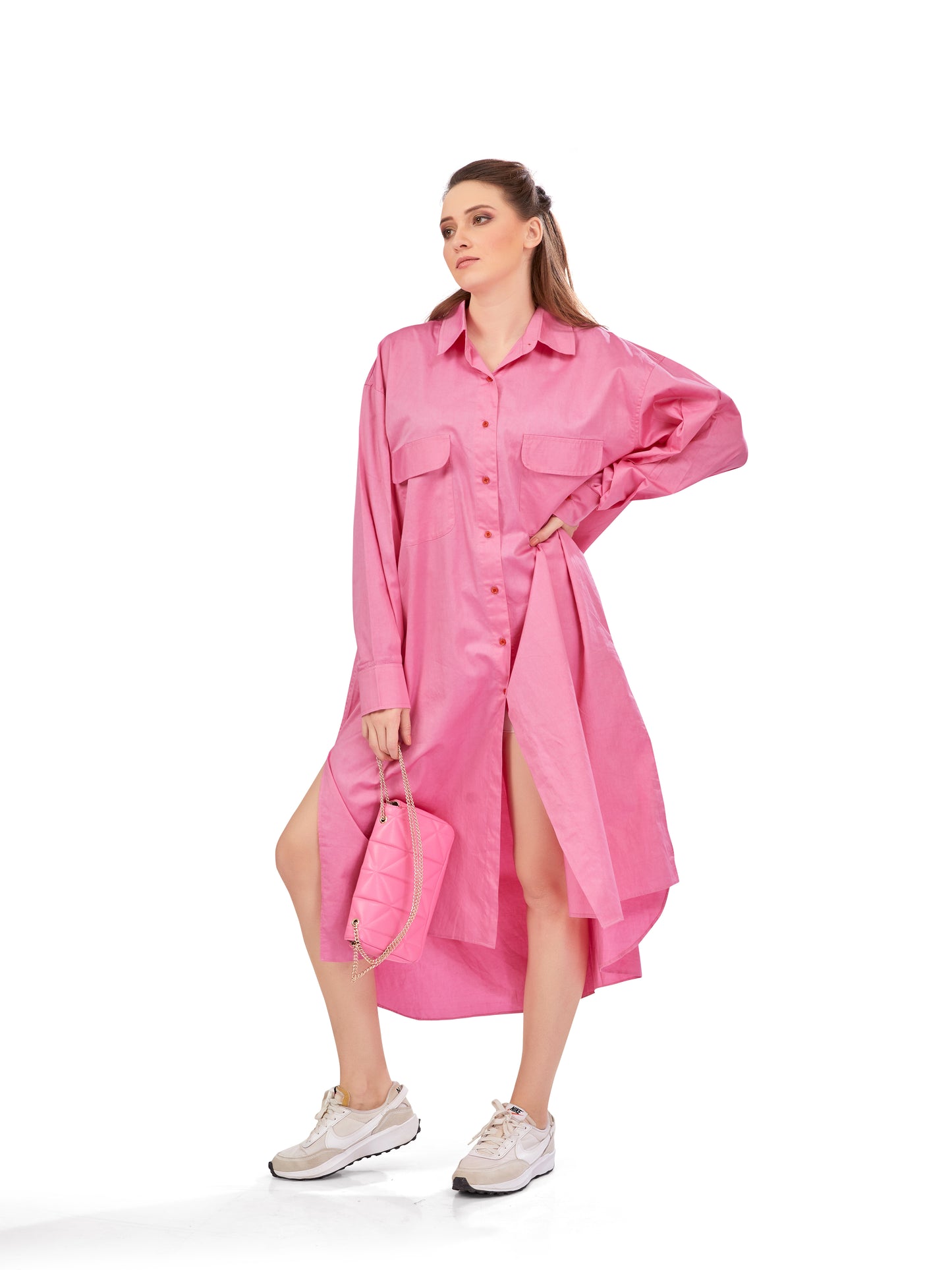 Oversized Rose Pink Cargo Dress