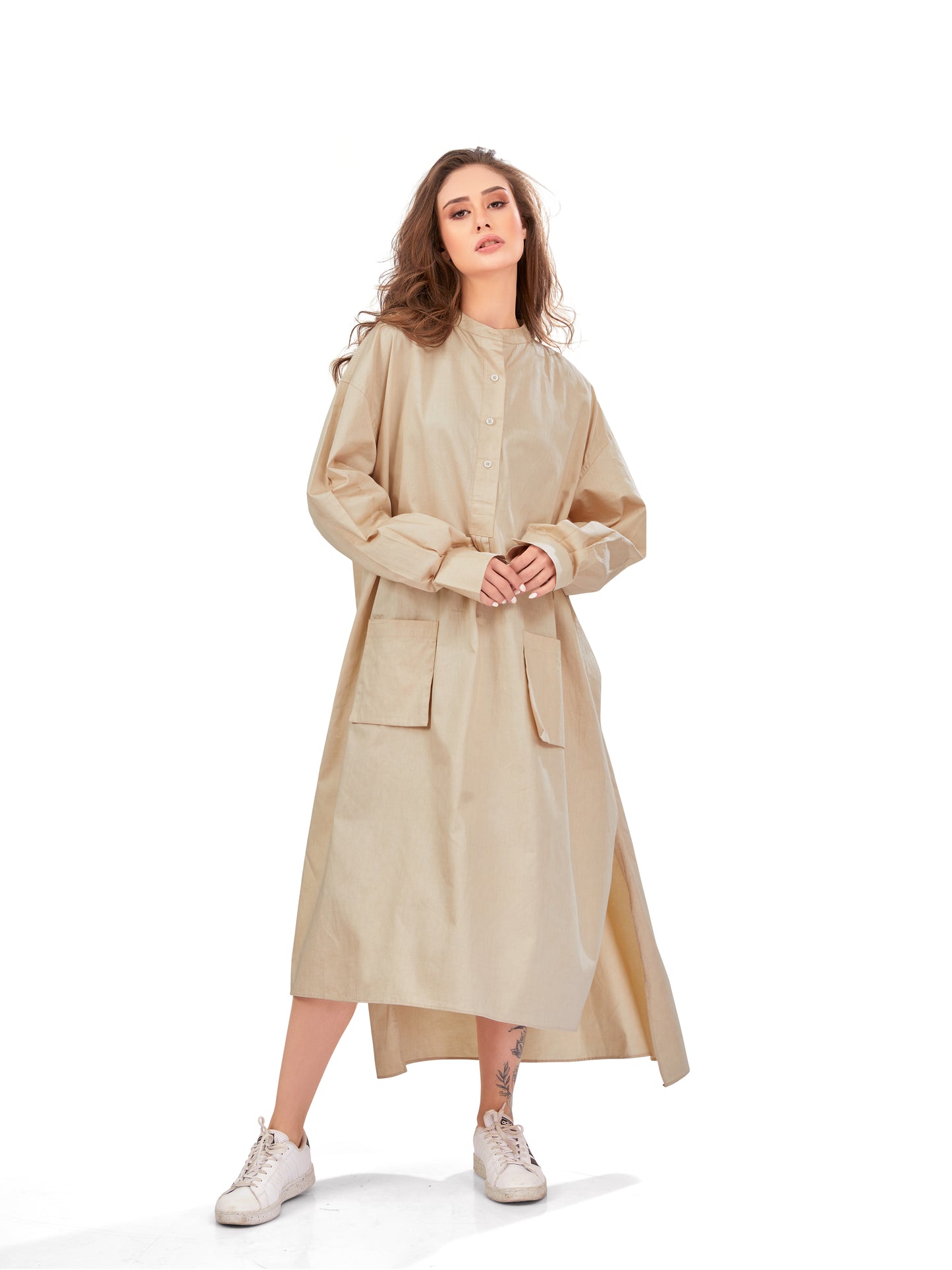 Oversized Ecru Cargo Dress