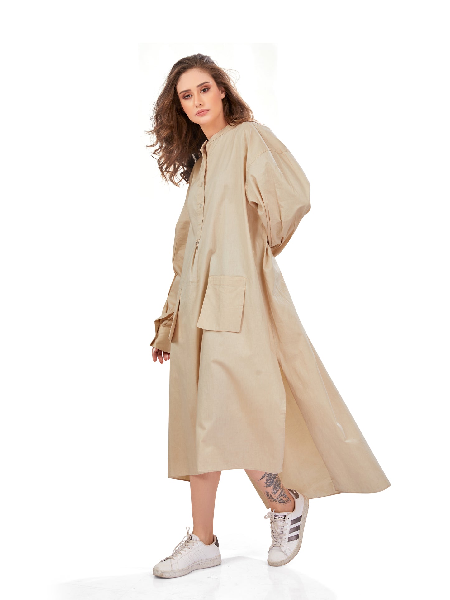 Oversized Ecru Cargo Dress