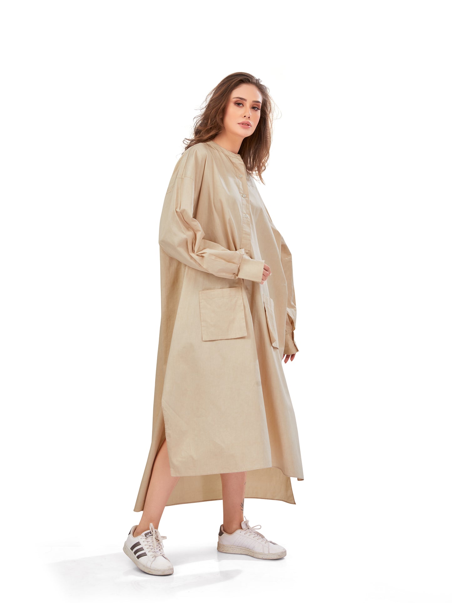 Oversized Ecru Cargo Dress