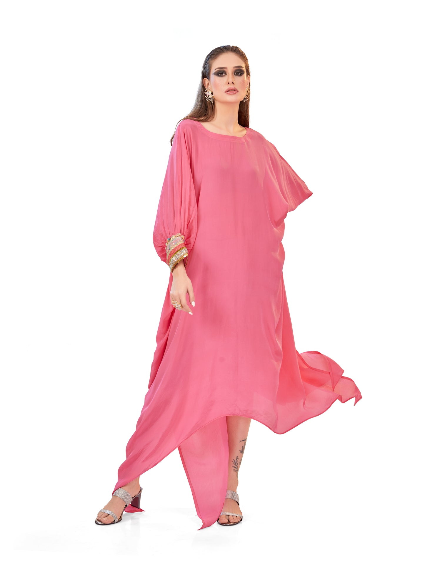 Toasty Pink Crepe Kaftan – Resort Chic Redefined