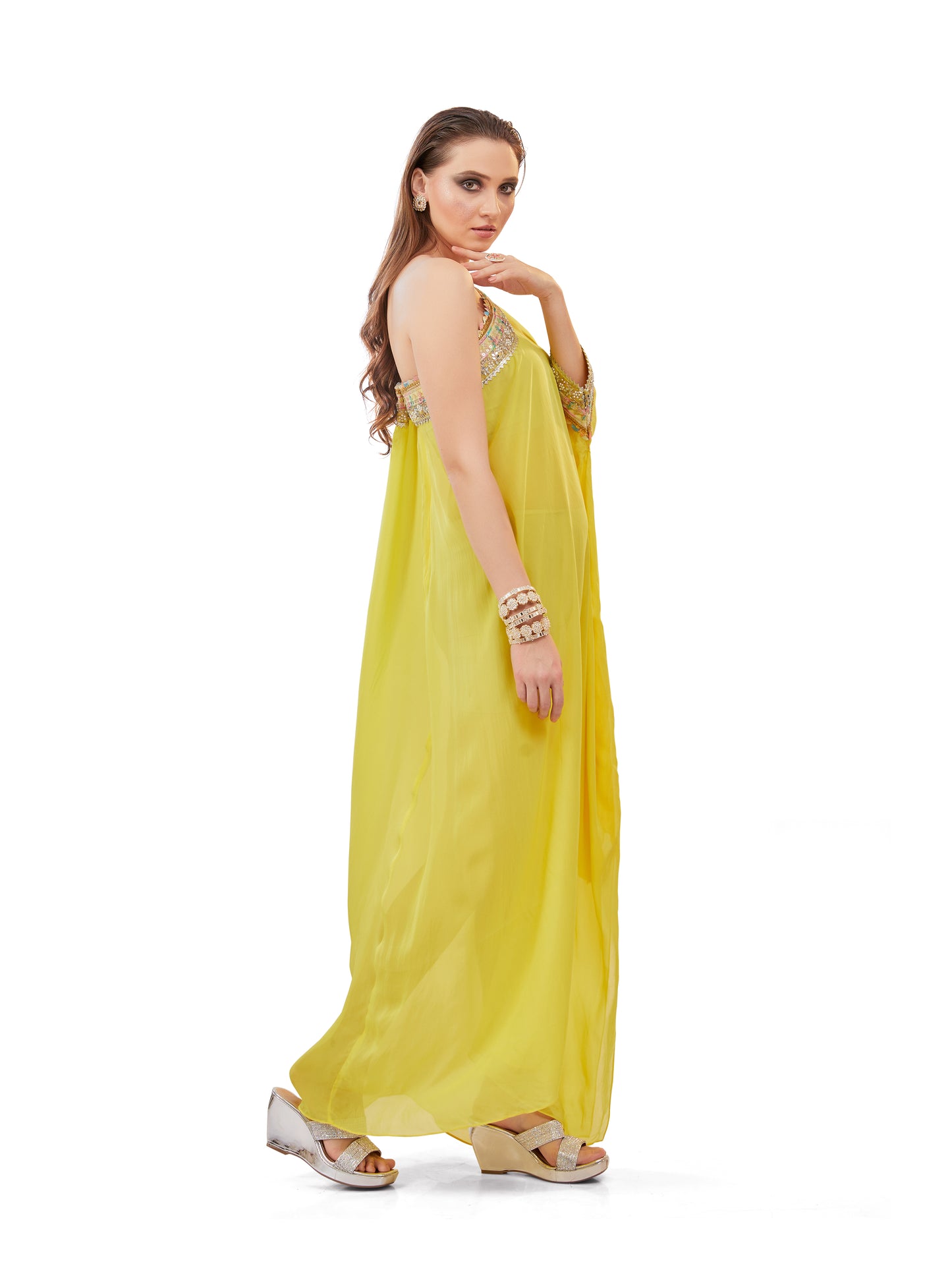 Canary Yellow Crepe Kaftan – Bright Resort Chic