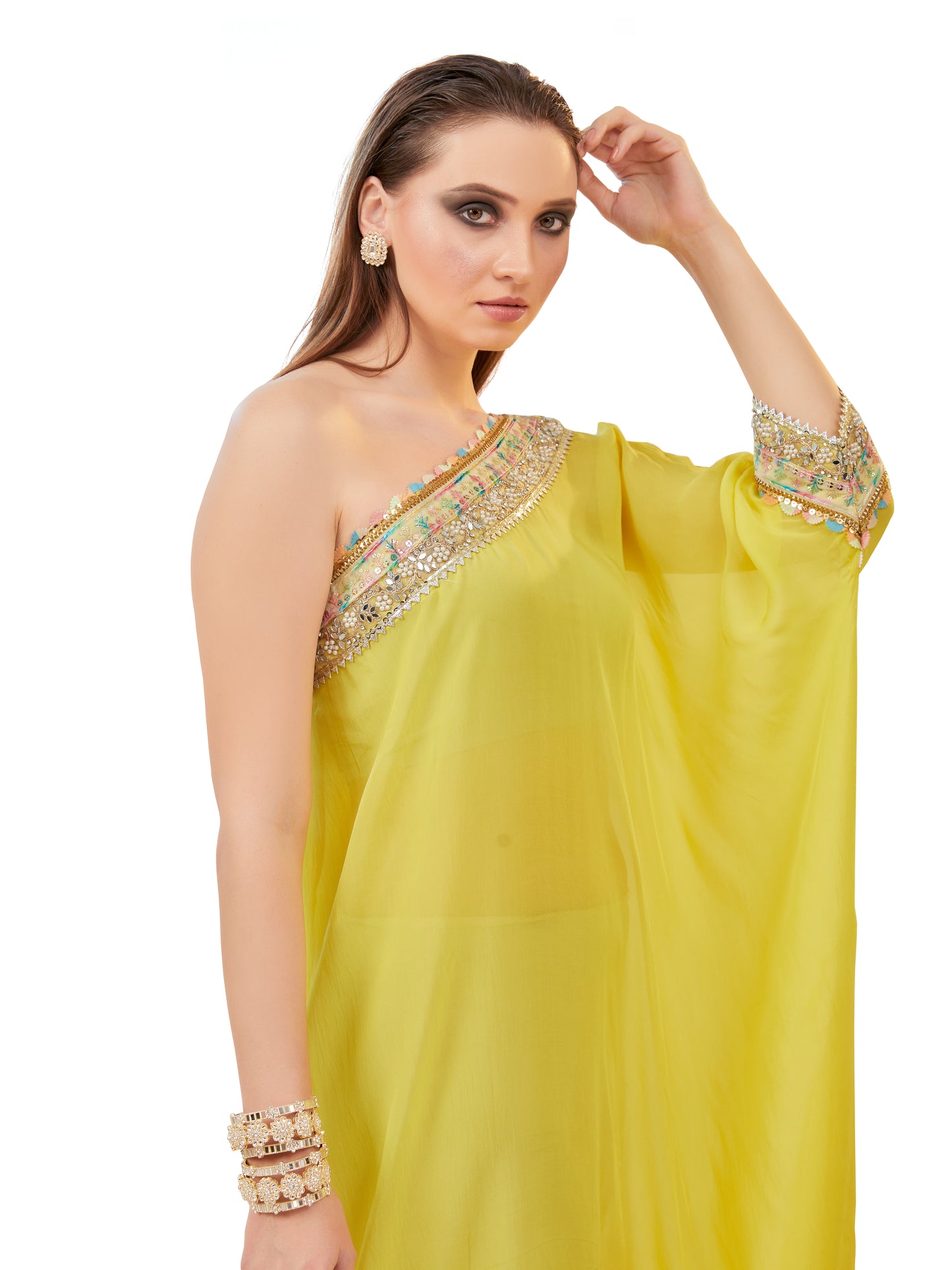 Canary Yellow Crepe Kaftan – Bright Resort Chic