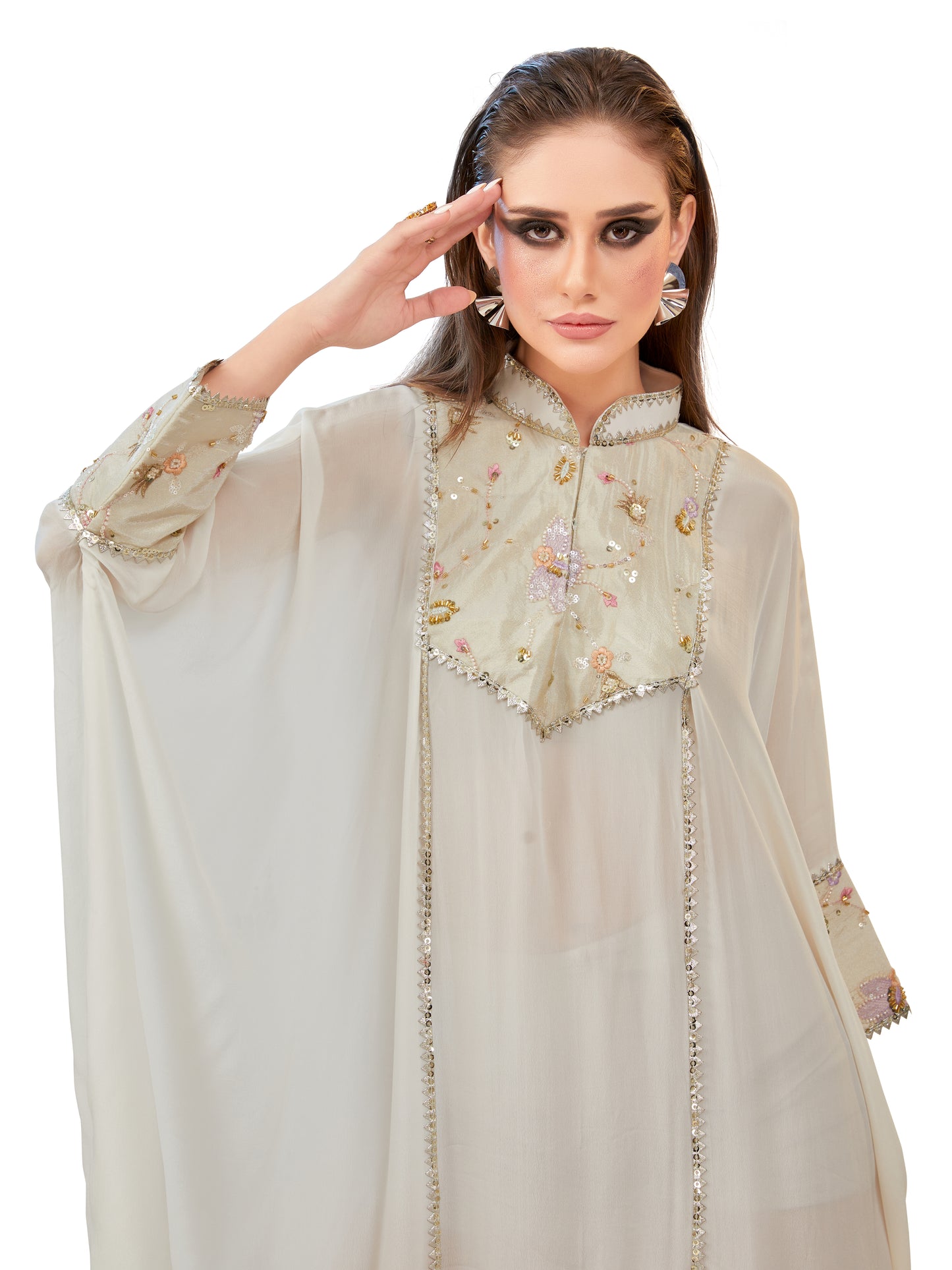 Ivory Crepe Kaftan – Timeless Resort Sophistication