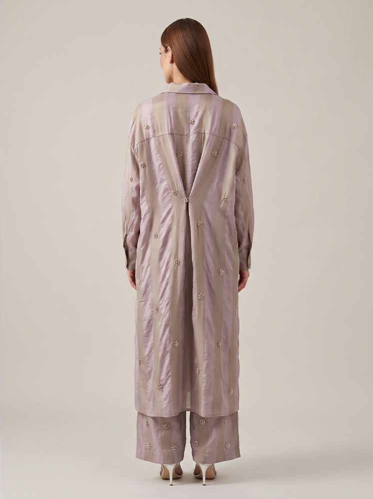 Onion Pink Crepe Kurta Set