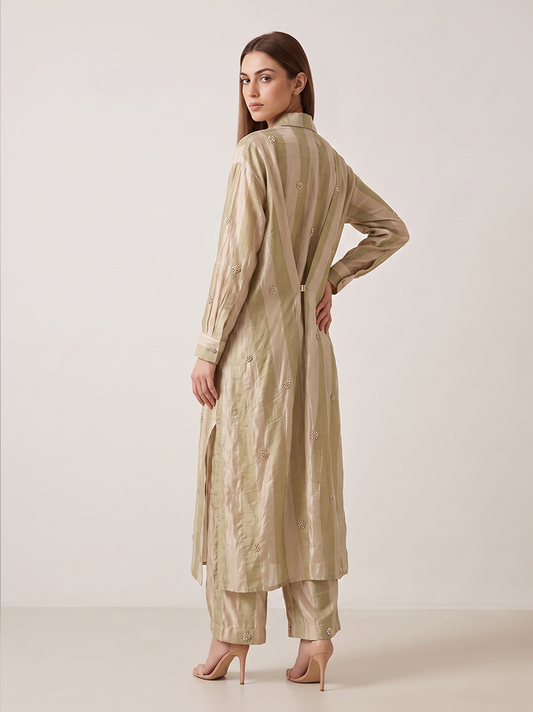 Champagne Gold Handwork Crepe Kurta Set