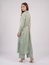 Mint Green Crepe Kurta Set with Gold Handwork