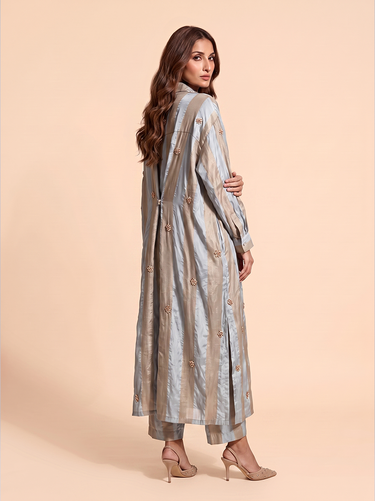 Powder Blue Crepe Kurta Set