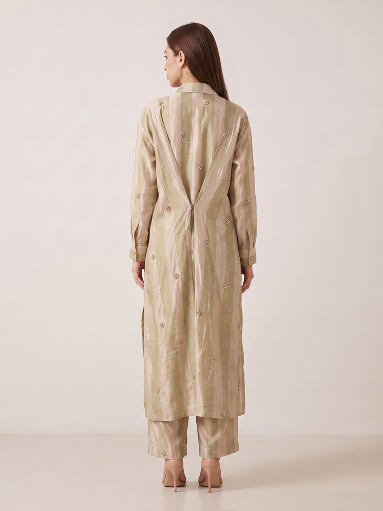 Champagne Gold Handwork Crepe Kurta Set