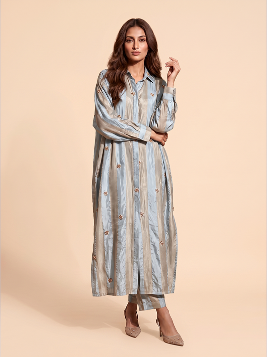 Powder Blue Crepe Kurta Set