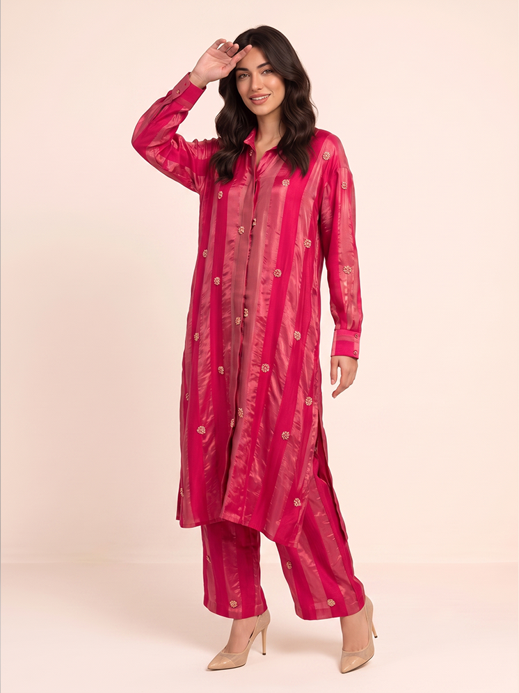 Rose Pink Crepe Kurta Set