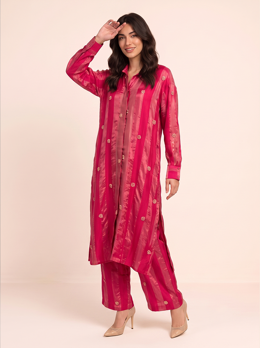 Rose Pink Crepe Kurta Set