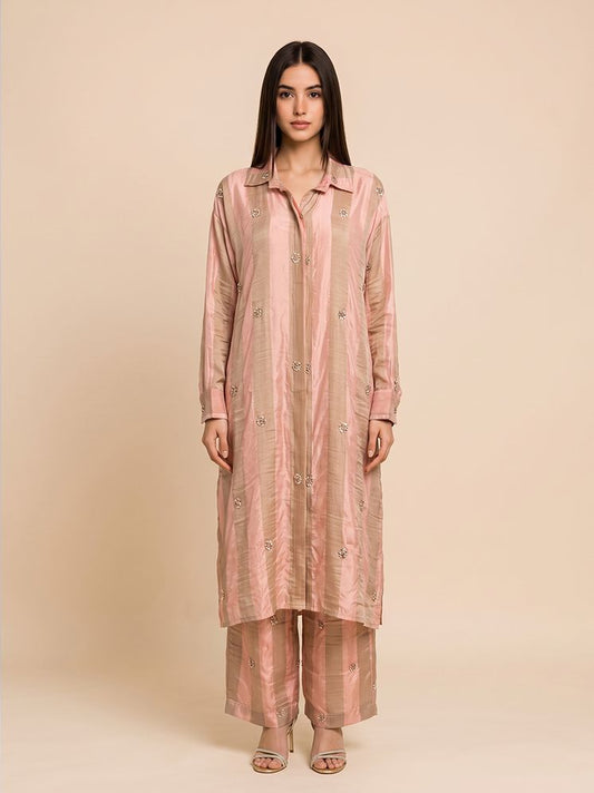 Blush Pink Crepe Kurta Set