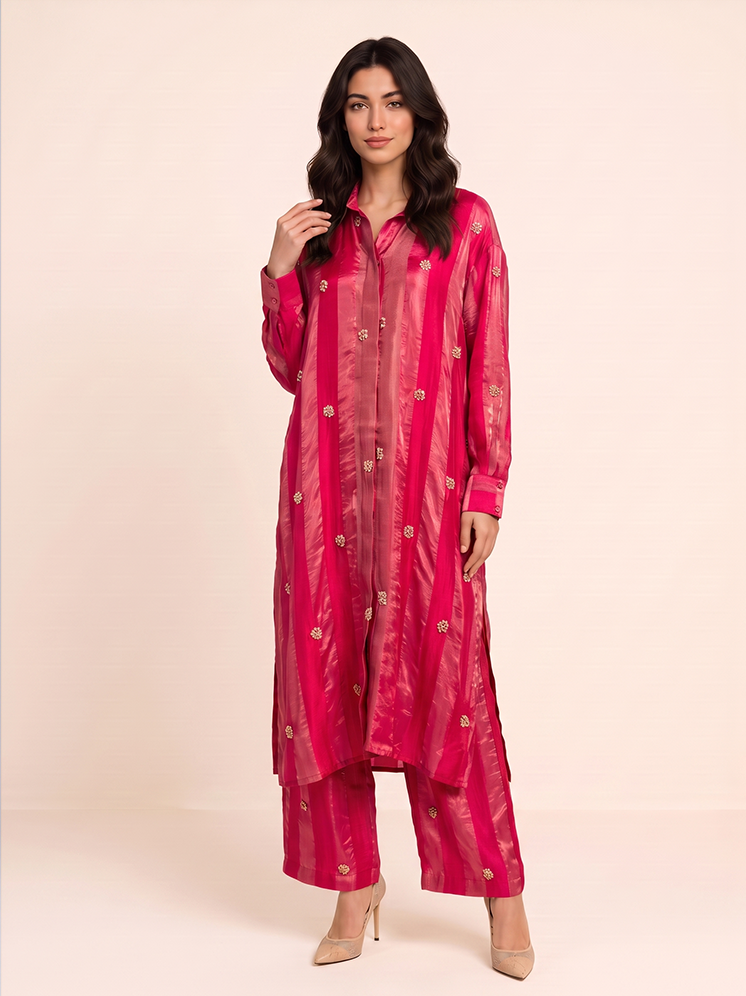 Rose Pink Crepe Kurta Set