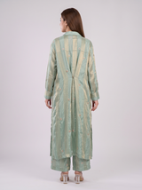 Mint Green Crepe Kurta Set with Gold Handwork
