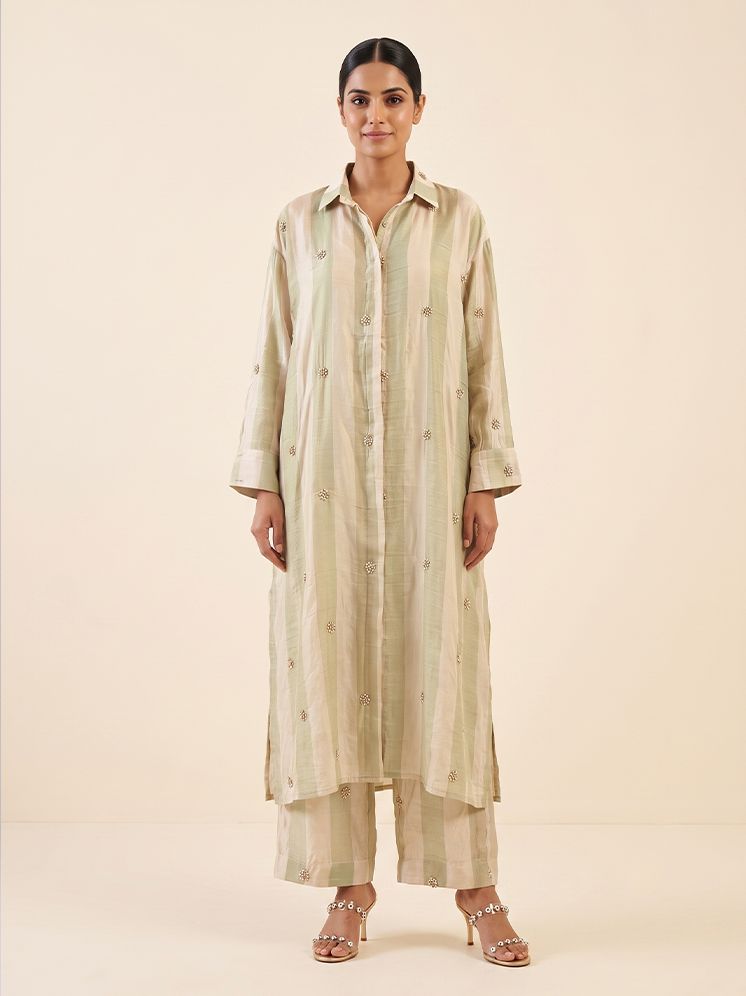 Ivory Gold Crepe Kurta Set