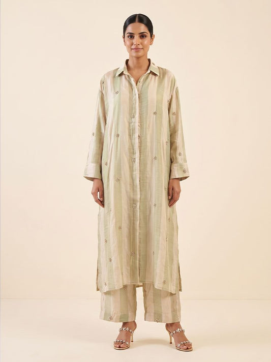Ivory Gold Crepe Kurta Set