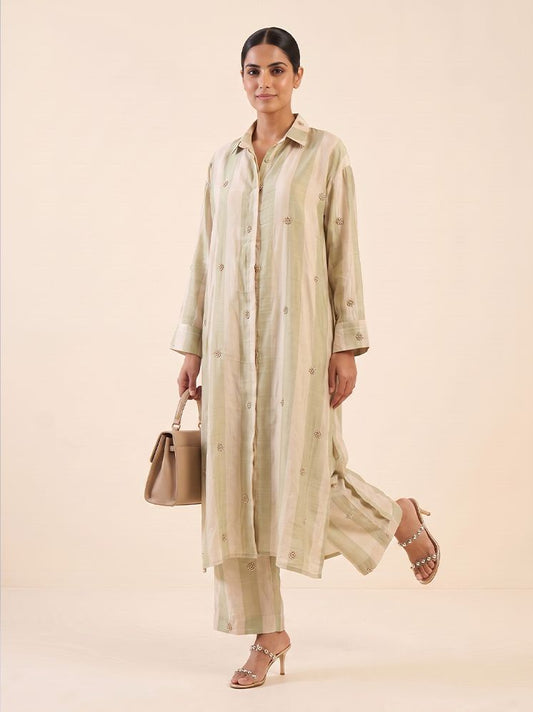 Ivory Gold Crepe Kurta Set