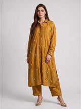Mustard Gold Crepe Kurta Set