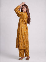 Mustard Gold Crepe Kurta Set