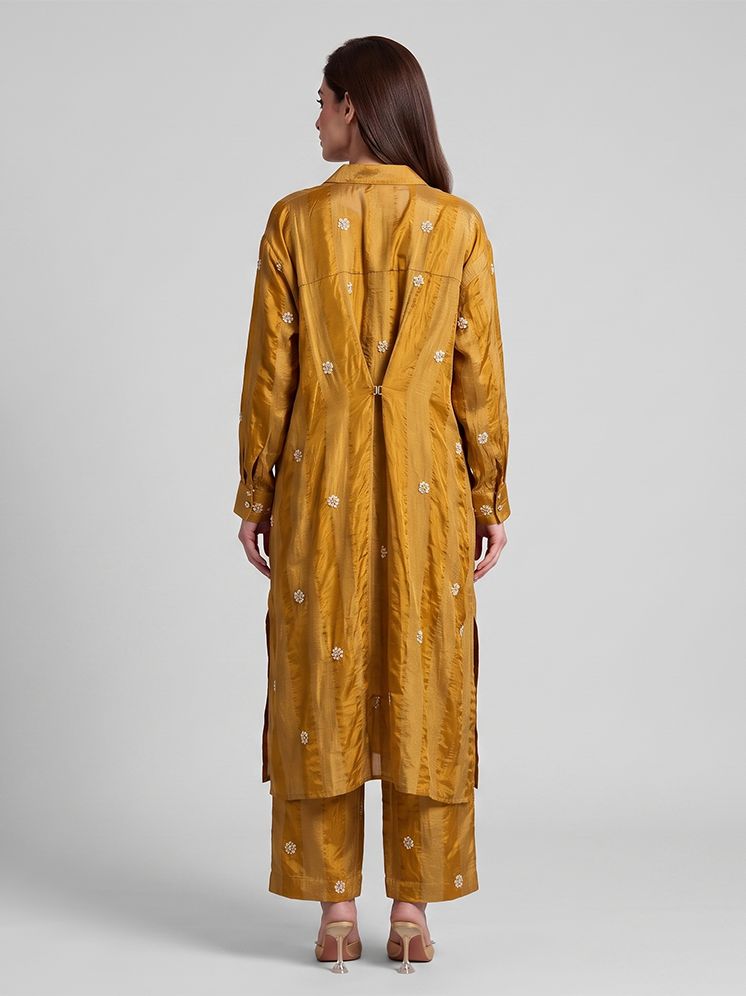 Mustard Gold Crepe Kurta Set