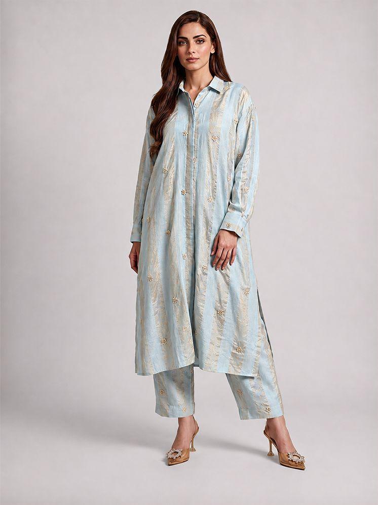 Powder Blue Crepe Kurta Set