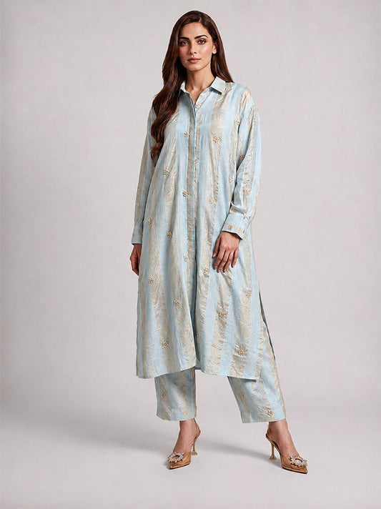 Powder Blue Crepe Kurta Set